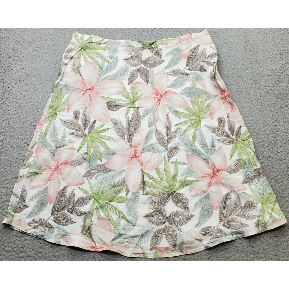 KAHALA A-Line Skirt Womens 12 Multicolor Tropical Floral Lightweight Side Zip